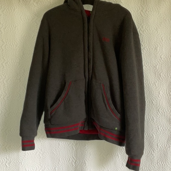 Hugo Boss Red and Gray Zip Up hoodie Sherpa lined - Picture 1 of 10